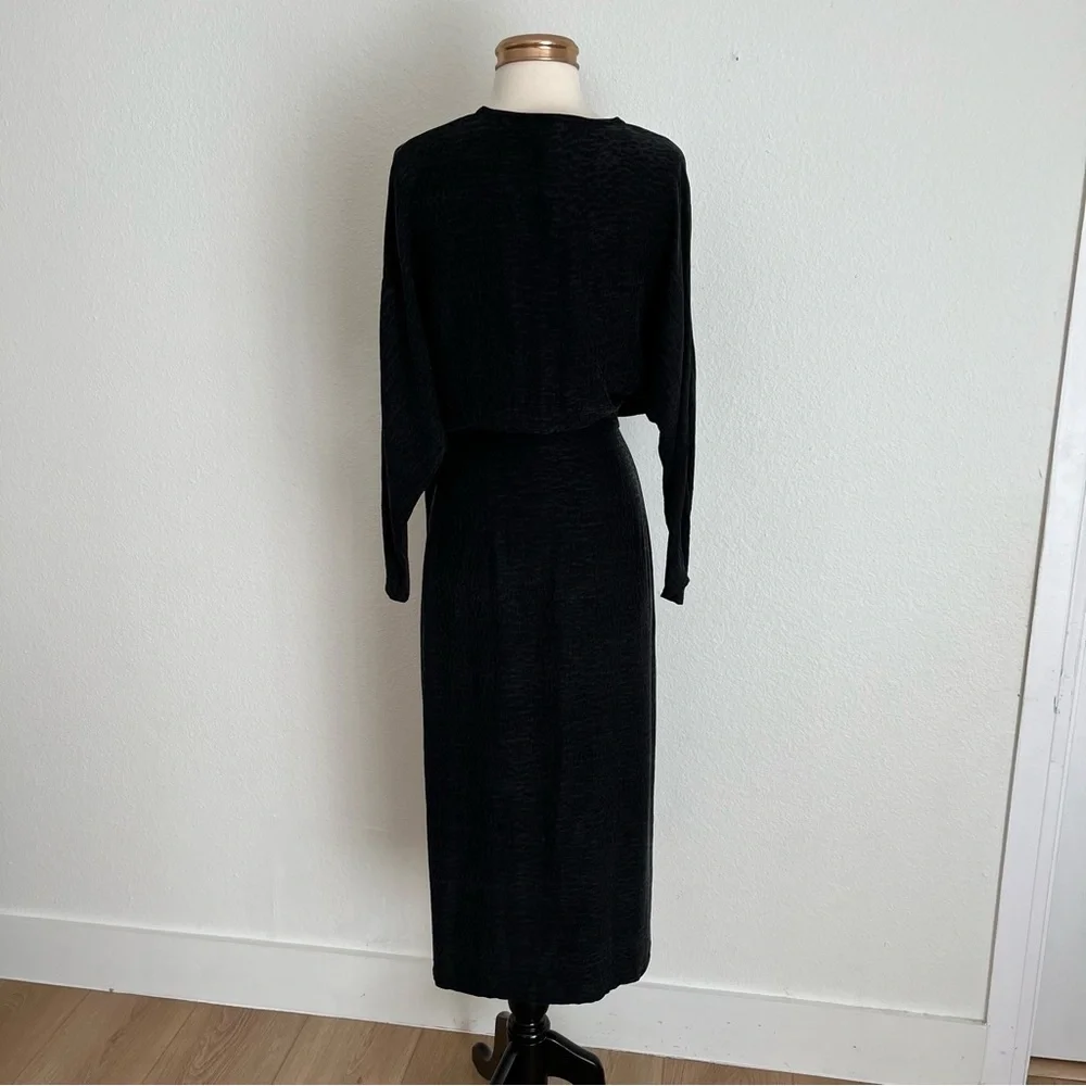 UNDRESS Lithuania ( NWT) | XS/S Maneli Cupro Black Midi Wrap Dress - Picture 11 of 12
